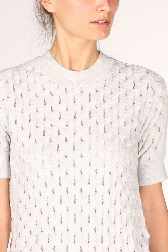 Yaya Pull Structure Knitted With Short Sleeves Light Grey Marle