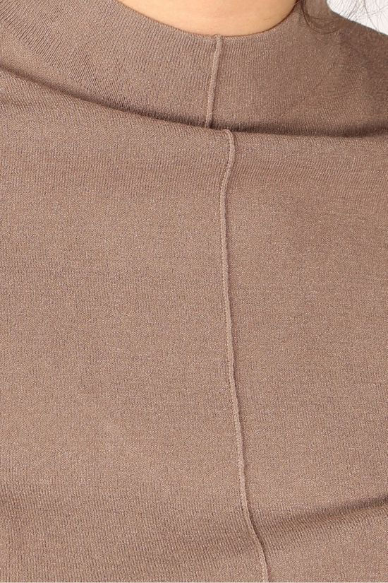 Yaya Pull Knitted Mock Neck With Short Sleeves mid brown