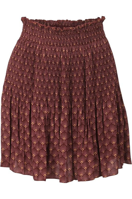 Yaya Rok Pleated Mini Skirt With Print Bordeaux / Maroon/Ass. Geometric