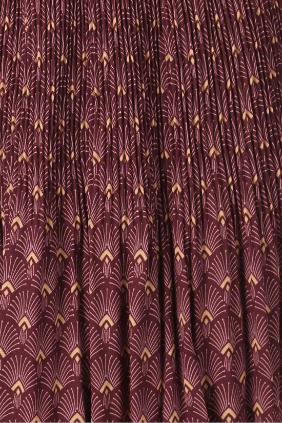Yaya Rok Pleated Mini Skirt With Print Bordeaux / Maroon/Ass. Geometric
