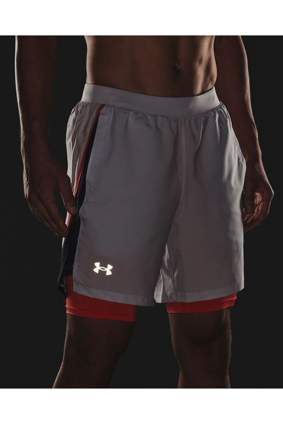 Under Armour Short Launch Sw 2In1 7" off white/red